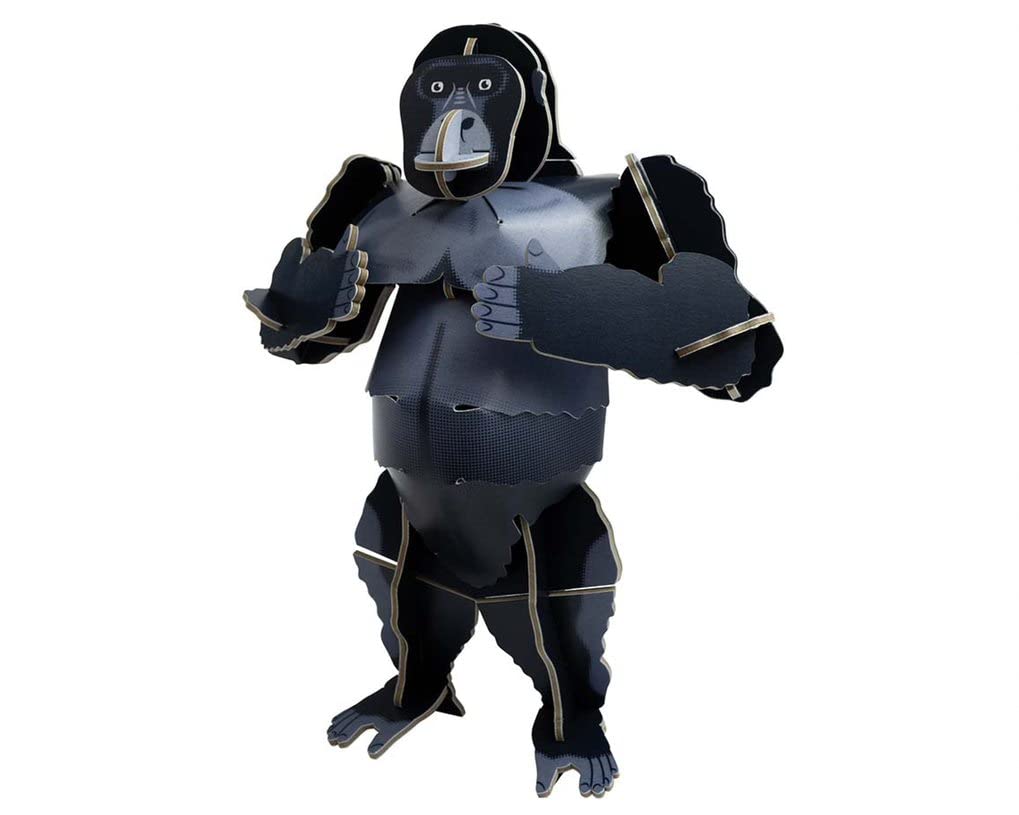 Build Your Own Moving Mountain Gorilla - Pull-Tab Chest Pounding Action - Cardboard Craft Kit - Ages 8+