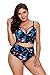 Camlinbo 2018 Women’s Plus Size Swimsuit High Waisted Ruffles Push up Halter Bikini Set, A-nebula Fish, L(US 12-14)