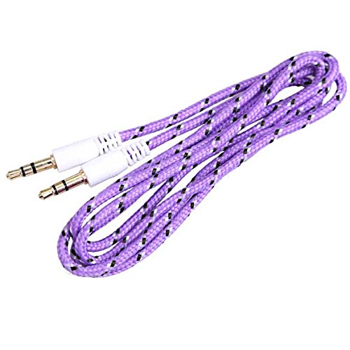 1M Woven 3.5mm Male to 3.5mm Male Audio Cable Cord for PC iPhone MP4 (Purple)