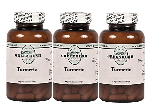 3 Bottle Pack Turmeric Pure 100 Vegetarian Capsules per Bottle. 575mg. Natural Curcumin, Non-GMO. for Pain, Inflammation, Mental Clarity and Cognitive Support in The Elderly