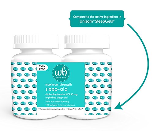 Wellness Basics Maximum Strength Sleep-Aid Diphenhydramine Softgel Twin Pack, 192 Count
