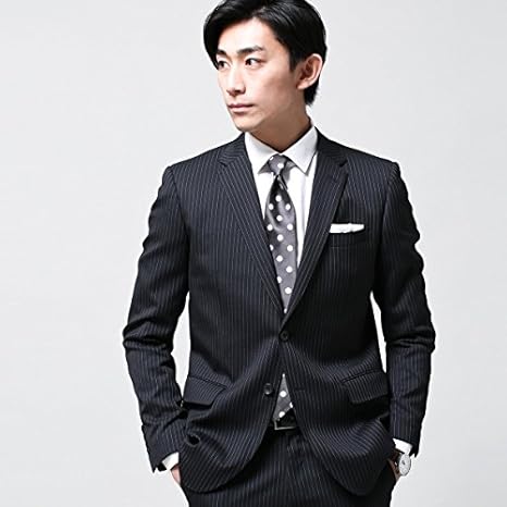 Amazon Co Jp ナノ ユニバース ザ ファーストフロアーm Nano Universe The 1st Floor ストライプスーツ ブラック 48 服 ファッション小物