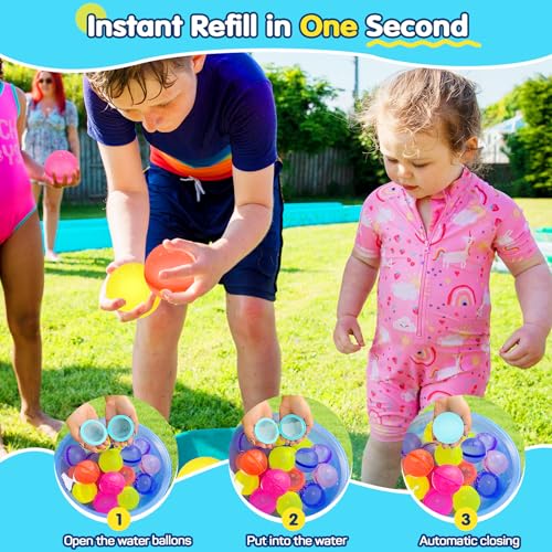 18 piezas de globos de agua magnéticos reutilizables, bolas de agua rellenables y autosellantes con bolsa de malla, juguetes de silicona suave para niños y adultos en piscinas al aire libre