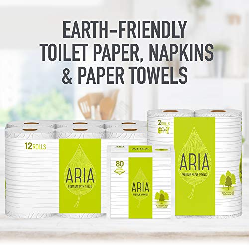 Aria Premium Earth Friendly Napkins, 80-Count 2-Ply Napkins, White, Paper, Eco Friendly Napkins - Thumbnail 5