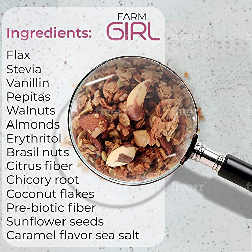 Farm Girl Breakfast Keto Granola - Delicious Taste - Low Carb Cereal, Gluten & Grain Free- High Fat, High Protein Keto Cereals Snack- Great for Ketogenic & Diabetic Kitchen (Salted Caramel)