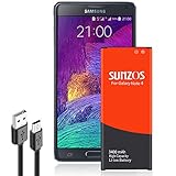 Galaxy Note 4 Battery, SUNZOS 3400mAh Li-ion Replacement Battery for Samsung Galaxy Note 4 N910, N910U LTE, N910V ( Verizon ), N910T ( T-Mobile ), N910A ( AT&T ), N910P ( Sprint ) [3 Years Warranty]