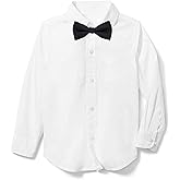 LOLANTA Boys Dress Shirts Button Down Shirt Long Sleeve Boys Kids Shirts and Tie Sets Solid Color Uniforms 2-13 Years