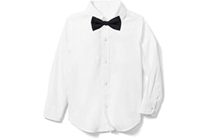 LOLANTA Boys Dress Shirts Button Down Shirt Long Sleeve Boys Kids Shirts and Tie Sets Solid Color Uniforms 2-13 Years