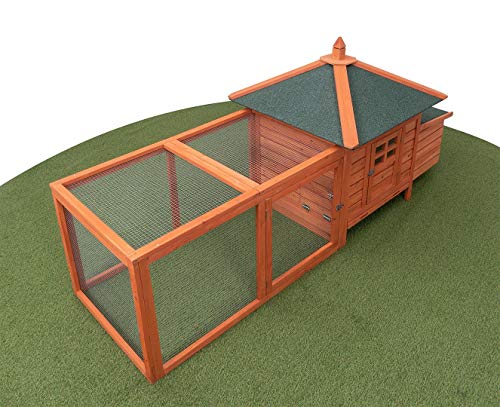 Miweba MyAnimal Hühnerstall MH-19 | 206x73x123 cm - Für 3 Hühner - Nistkasten mit Freilaufgehege - 2 Sitzstangen - Winterfest - Hühnerhaus mit Eiablage - Kiefernholz - Voliere (Braun) – Bild 3