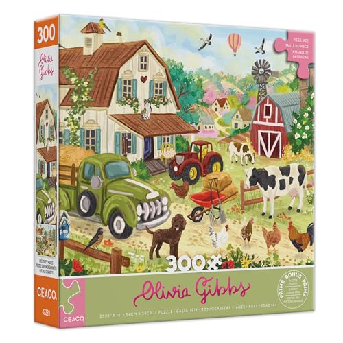 Ceaco - Olivia Gibbs Happy Farm Life 300 Piece Jigsaw Puzzle, Colorful Farm Sce…