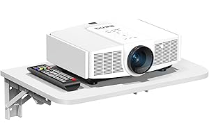Homode Projector Shelf for Wall, Wood Folding Wall Mount Shelf, Holds Up to 30lbs, Floating Entertainment Shelves for DVD Players, Cable Boxes, Game Consoles, Living Room Decor Accessories, White