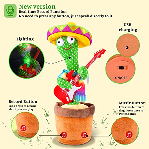 Nectsy Dancing Cactus,TikTok Mimicking Cactus,120 Songs,USB Charging