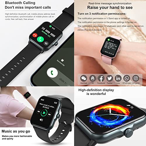 Smart Watch Call Receive/Dial Smartwatch for Android iOS Phones with  Call Text Waterproof Fitness Tracke