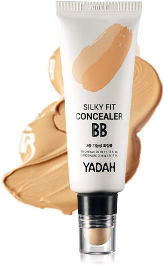 YADAH Silky Fit Concealer BB Power Brightening 1.18 Ounce 23 Natural Beige, 2 in 1 Base Makeup Natural Ingredients Foundation Cream