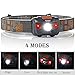 Headlamp LED Headlight 4 Mode Outdoor Flashlight Torch with Dimmable White Light Steady Red Light Adjustable and Water Resistant for Camping Hiking Walking Reading and More (3AAA Batteries Included)
