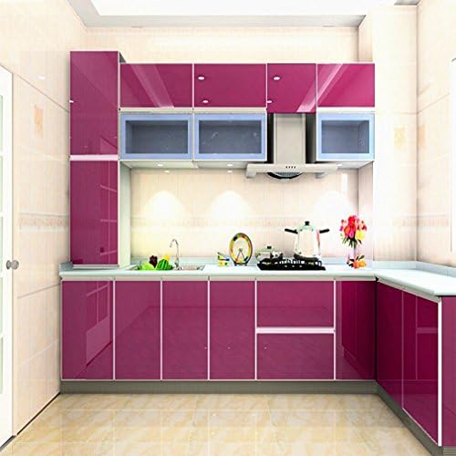 ARUHE PVC Self-adhesive Stickers Cabinet Paper,Kitchen Contact Paper Gloss Self Adhesive Cover,2.0 Feet (W) X 16.4 Feet (L),Purple Wallpaper