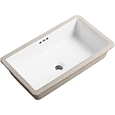 24 Inch Undermount Bathroom Sink Rectangle Undermount Sink White Ceramic Under Counter Bathroom Sinks with Overflow (23.8"x13