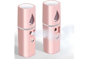 GIVERARE 2 Pack Nano Facial Steamer, Handy Mini Mister with Mirror, USB Rechargeable Mist Sprayer, Visual Water Tank Moisturi