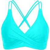 Holipick Women's Twist Front Bikini Top | Removable Pads, Adjustable Straps, V Neck, Full Lining, Breathable Fabric for Beach, Pool, and Vacation