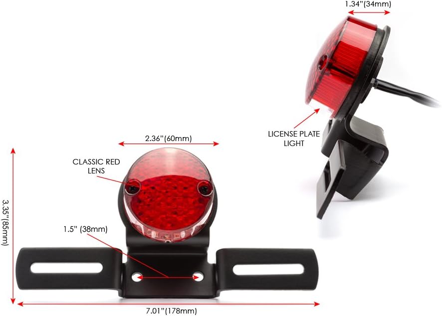 Alchemy Parts Motorbike LED Stoplight Taillight for Retro Cafe Racer Scrambler Custom Project Bike, Black - Image 3