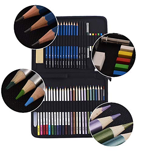 H & B 51Piece Colored Pencils Set, Drawing Pencils and Sketching Kit