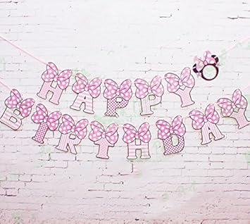 Minnie Mouse Happy Birthday Banner Pink N Black Amazon In Toys