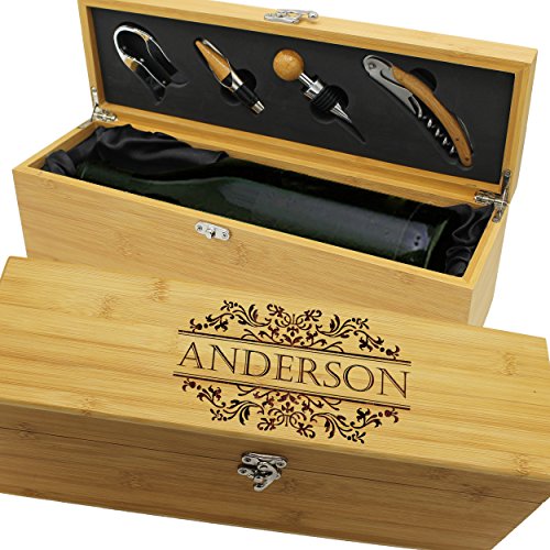 4 Personalized+Wood+Wine+Box+Anniversary