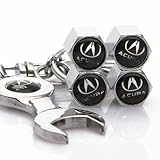 4Pcs Chrome Wheel Tire valve stems & Caps with Wrench Key Chain (For ACURA)