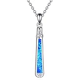 HOPEEZZ Celtic Knot Necklace Bar Blue Opal Pendant Necklace Jewelry Gift for Women