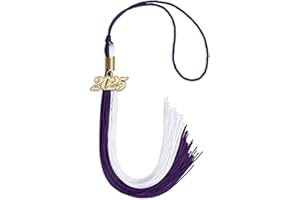 Endea Graduation Double Color Tassel with Gold Date Drop (Purple/White, 2025)