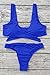 QINSEN Navy Front Knotted Active Crop Top High Waist Bikini Swimsuit for Women XL