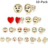 Huiyuzhi Women's Christmas Emoji Stud Earrings set (10 Pairs)