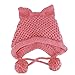 BIBITIME Women's Hat Cat Ear Crochet Braided Knit Caps Warm Snowboarding Winter (One Size, Pink)