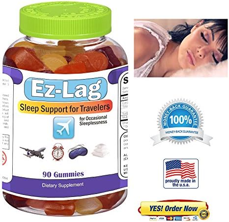 "Ez-Lag™ " Sleep Gummies│#1 Sleep Aid Support│Non Habit Forming│Non-Addictive│Great Taste│Just put in mouth 10 minutes before your sleep time and you are done│Proudly Made in USA.