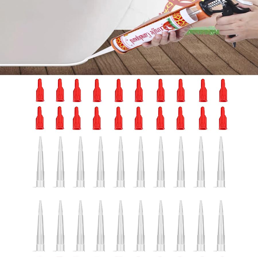 Pack of 20 Cartridge Tips Transparent Silicone Nozzles Replacement Tips Sealing Caps Silicone Cartridges Silicone Nozzles Sealing Nozzles Kitchen Household Sealant Tool