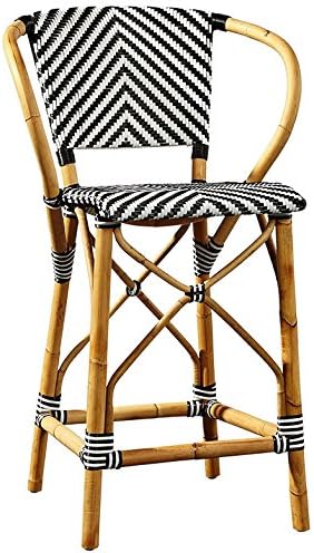Pearl 24" Black and Natural Rattan Counter Stool
