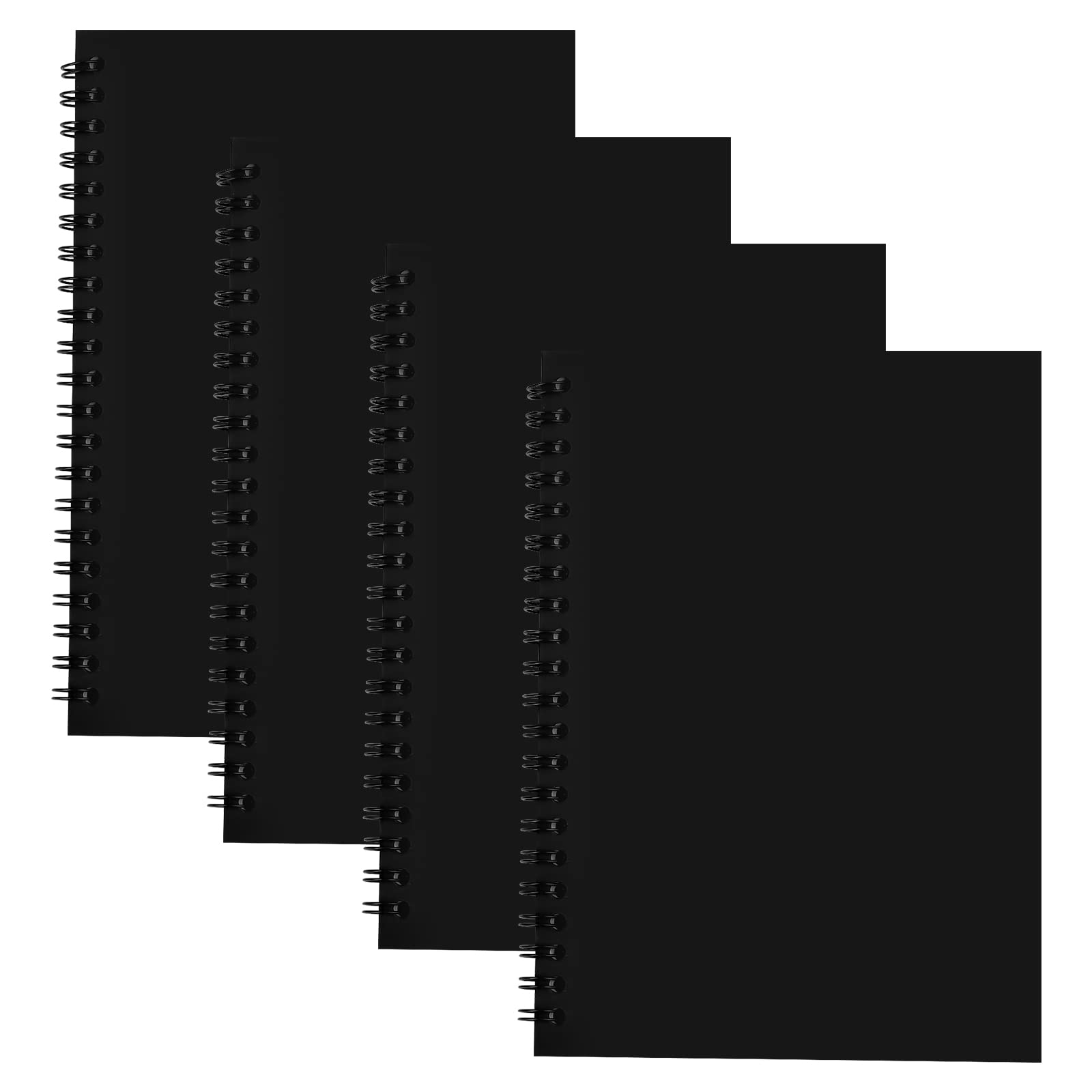 4PCS A5 Sketchbook for Artists, 100 Pages/ 50 Sheets Blank Sketch Book, Spiral Bound Plain Paper Notebook, Drawing Sketch Pad for Painting, Sketching Doodling,Watercolor,Drawing Landscape (Black)