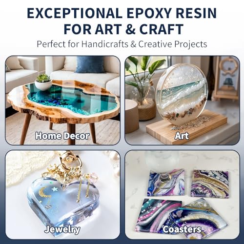 Carvix 2 Gallon Crystal Clear Epoxy Resin & Hardener Kit, Bubble-Free High Gloss for Casting Coating Wood Jewelry Art, Perfect for Beginners