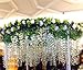 hilingo 50 Pcs Single Artificial Fake Wisteria Vine Ratta Silk Flower for Garden and Home Decor White