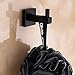 Z metnal Bathroom Hand Towel Holder, Square Door Hooks, Small Wall Hanger Shower Clothes Towel Coat Robe Hooks, Matte Black Bath Accessories, Heavy Duty, Wall Mounted, Stainless Steel, 2 Pcs