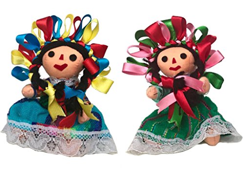 Mexican Handmade Traditional Rag Dolls 2 Pack - 5 inches