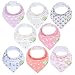 Baby Bandana Drool Bibs for Girls - Super Absorbent Organic Cotton Bandana Bibs - Baby Drool Bib - Teething Bibs - Handkerchief Bibs for Infant, Toddler - 8-Pack Bib Set - Bib Girl (Pink Dreams) primary