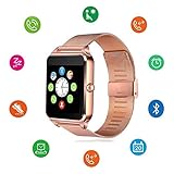 Bluetooth Smart Watch DOROIM Stainless Steel Strap, Camera, Call SMS Reminder, Sleep Monitor, Pedometer, Support SIM TF Card for Android iPhone Men Women Boys Girls