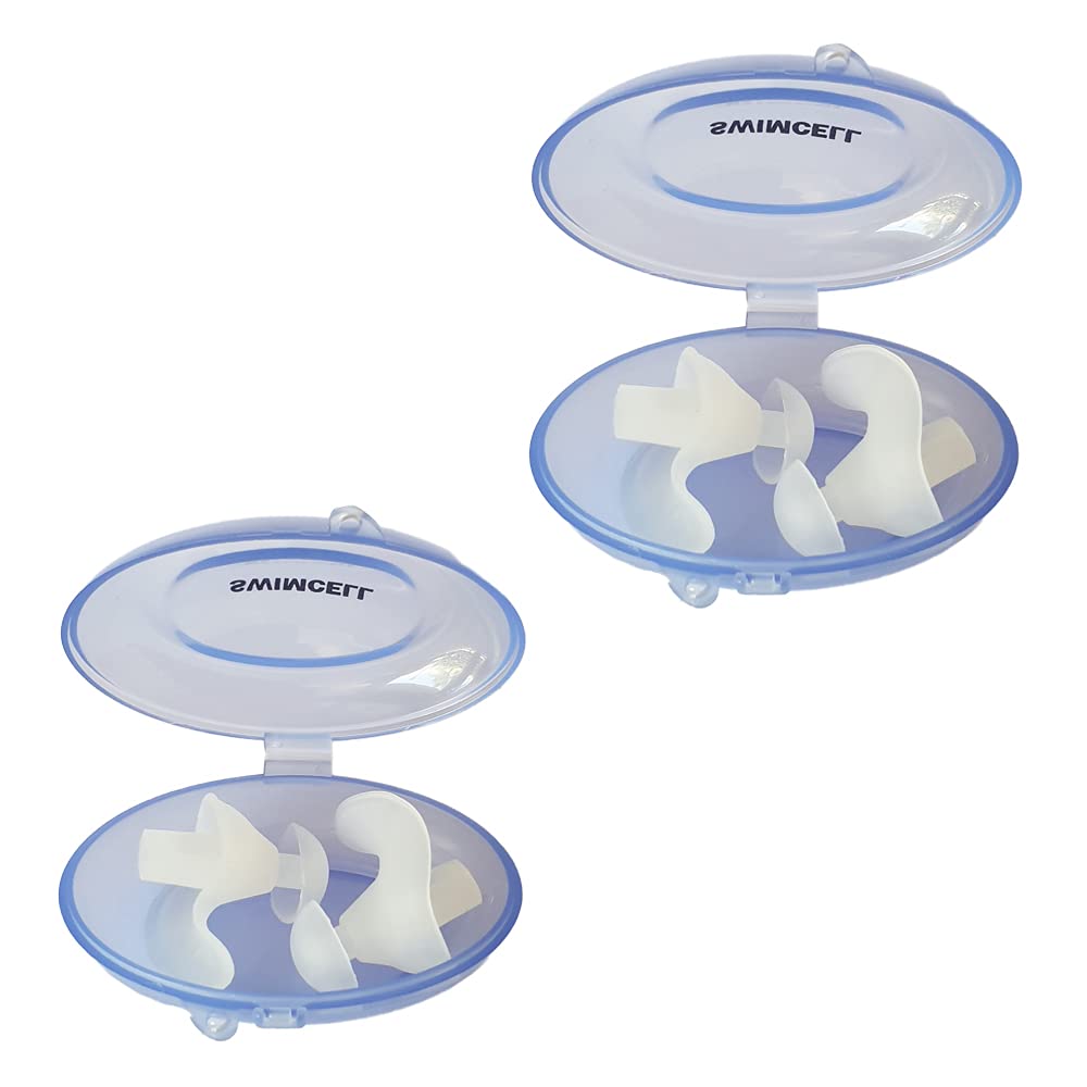 SwimCell Swimming Ear Plugs Adults - Prevent Swimmer's Ear - Soft Silicone Comfortable Fit - Waterproof - Reusable Ear Plugs for Swimming or Showering/Bathing - White - 2 Pairs