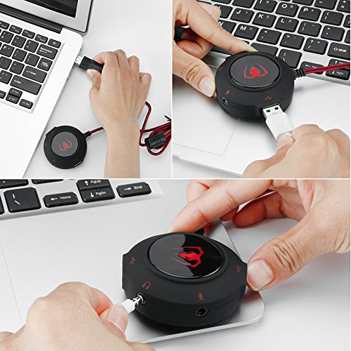 USB-External-Sound-CardBeexcellent-Multifunctional-Usb-Hubs-Noise-Cancelling-Headset-Adapter-with-35mm-Audio-71-Surround-Stereo-Adapter-and-Microphone-Jack-for-Headset-Microphone-Mac-IOS-PCRed