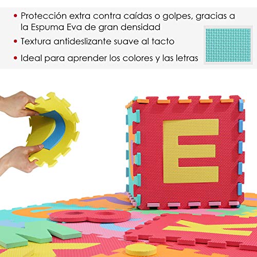 HOMCOM-Alfombra-puzle-192×192-cm-Nios-3-aos-36-Piezas-Numeros-0-al-9-y-26-Letras-Alfabeto-Goma-Espuma