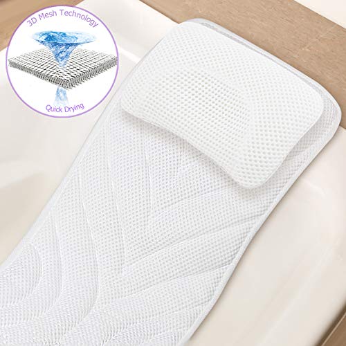 Full Body Spa Bath Pillow Mat, Luxury Soft Quilted Bathtub Cushion Mattress with Large Non Slip Suction Cups, Comfort Head Rest and Back Tailbone Support, Quick Drying and Anti Bacteria - Thumbnail 6