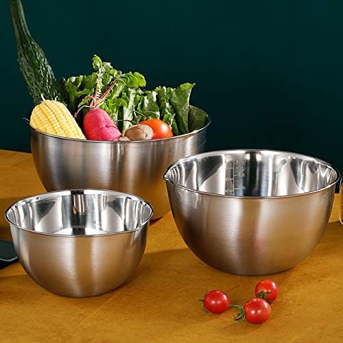 3 Pieces Stainless Steel Mixing Bowl Set Mixing Bowl with Spout