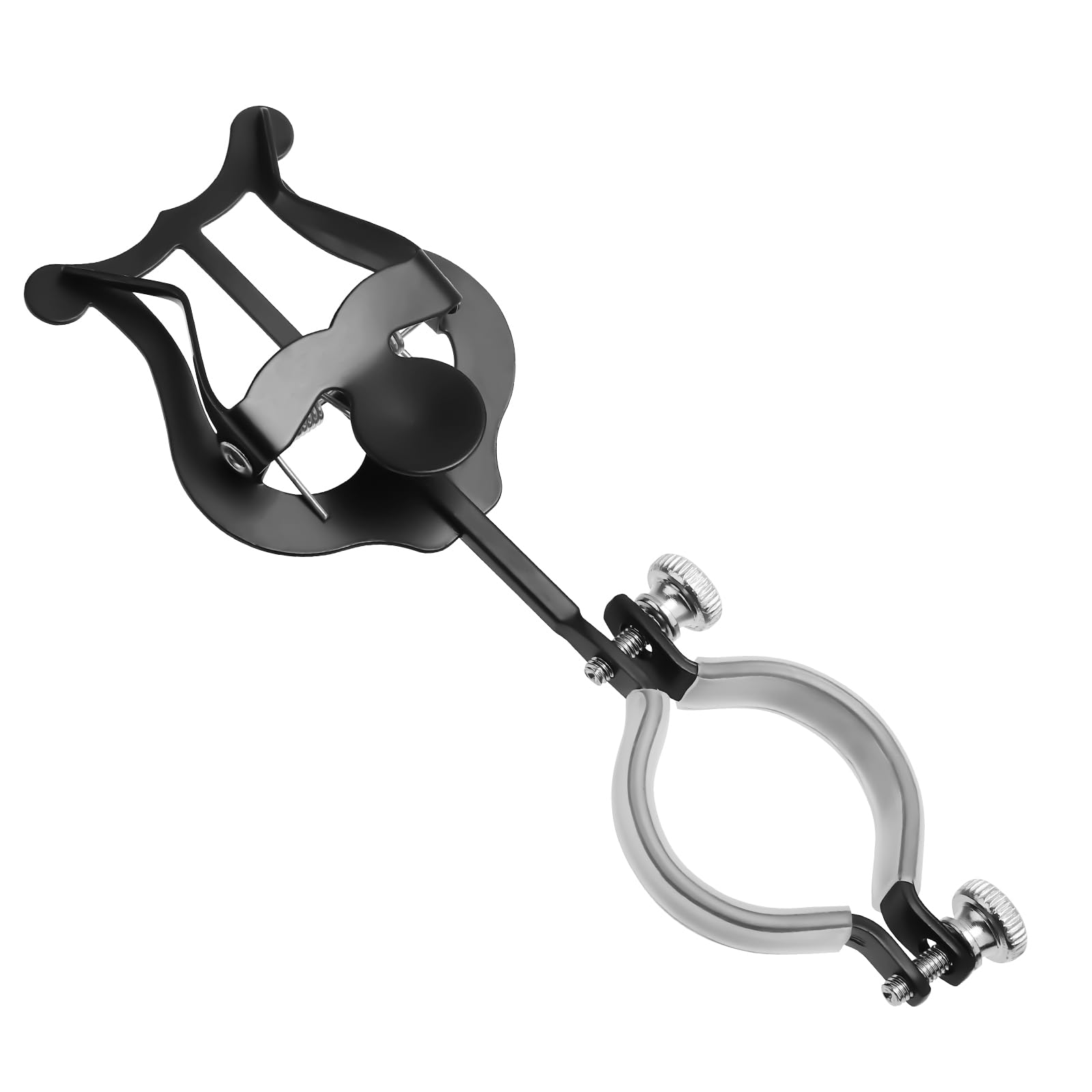 Clarinet lyre Music Clip, Metal Clarinet Sheet Music Clip Holder for Flip Folder Marching Band Clarinet Lyre Clamp Accessories for Saxophone Flute Trumpet Wind Instruments Practicing Beginners (Black)