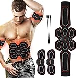 RoMere ABS Stimulator Muscle Toner Abdominal Toning Belt Workouts Portable EMS Training Home Office Fitness Equipment for Abdomen/Arm/Leg Training(USB Charging)